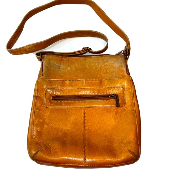 Le Donne Crossbody TAN camel crossbody Bag Purse Brown Leather Boho zip up boho - Picture 1 of 16